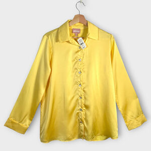 SHOW ME YOUR MUMU Smith Button Down XS Yellow Luxe Satin Oversized *SEE NOTES*